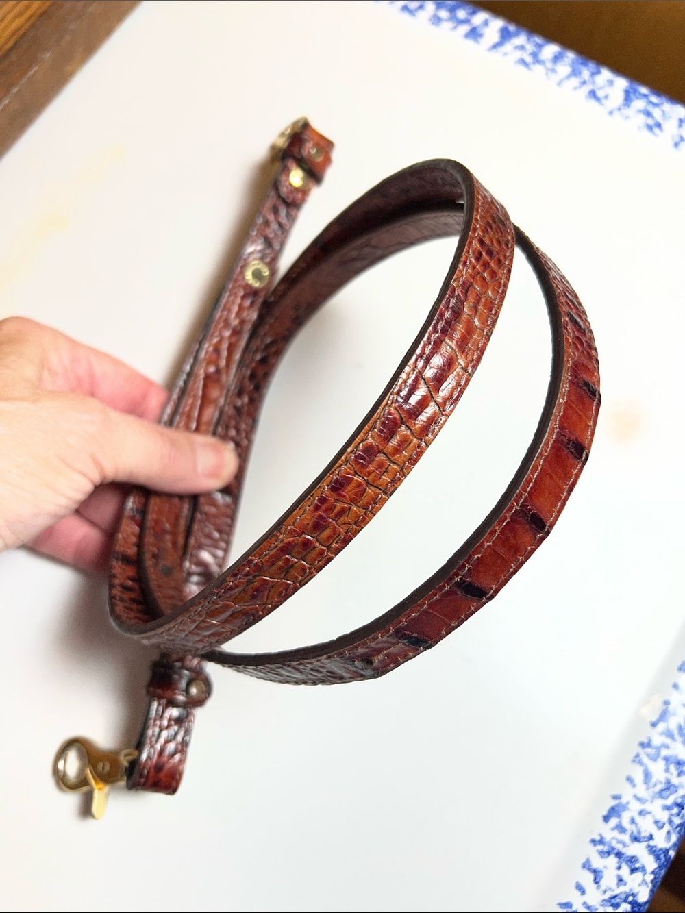 EUC Brahmin Satchel in Pecan Melbourne Croc Embossed Leather Luxury bag, purse - Picture 13 of 17